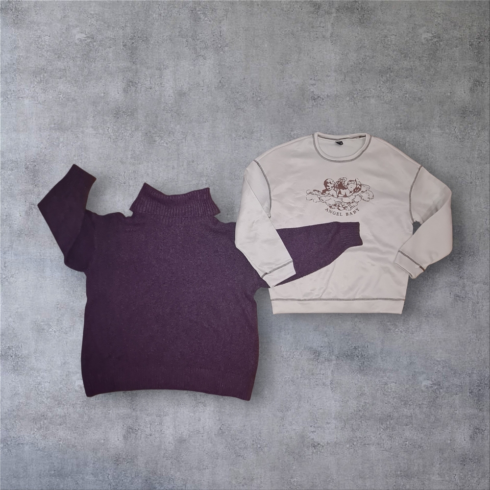 2X Sweater Bundle Maroon Cowl Neck & Angel Sweater